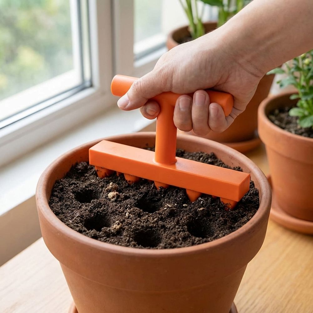 Garden Row Marker - Plastic Soil Hole Drilling Tool 5-Prong