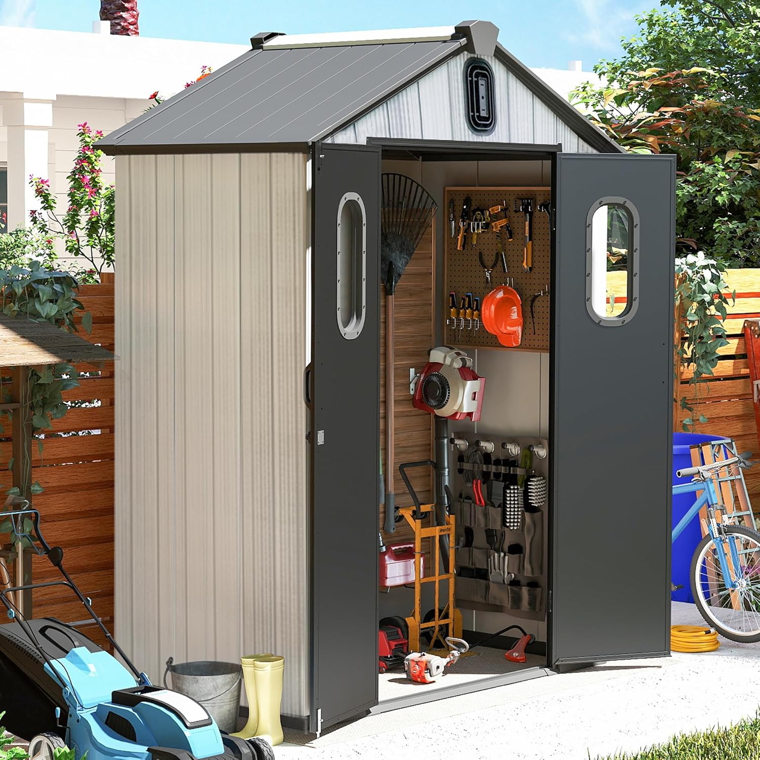 Gardening Tools - 5x3 FT Resin Storage Shed All