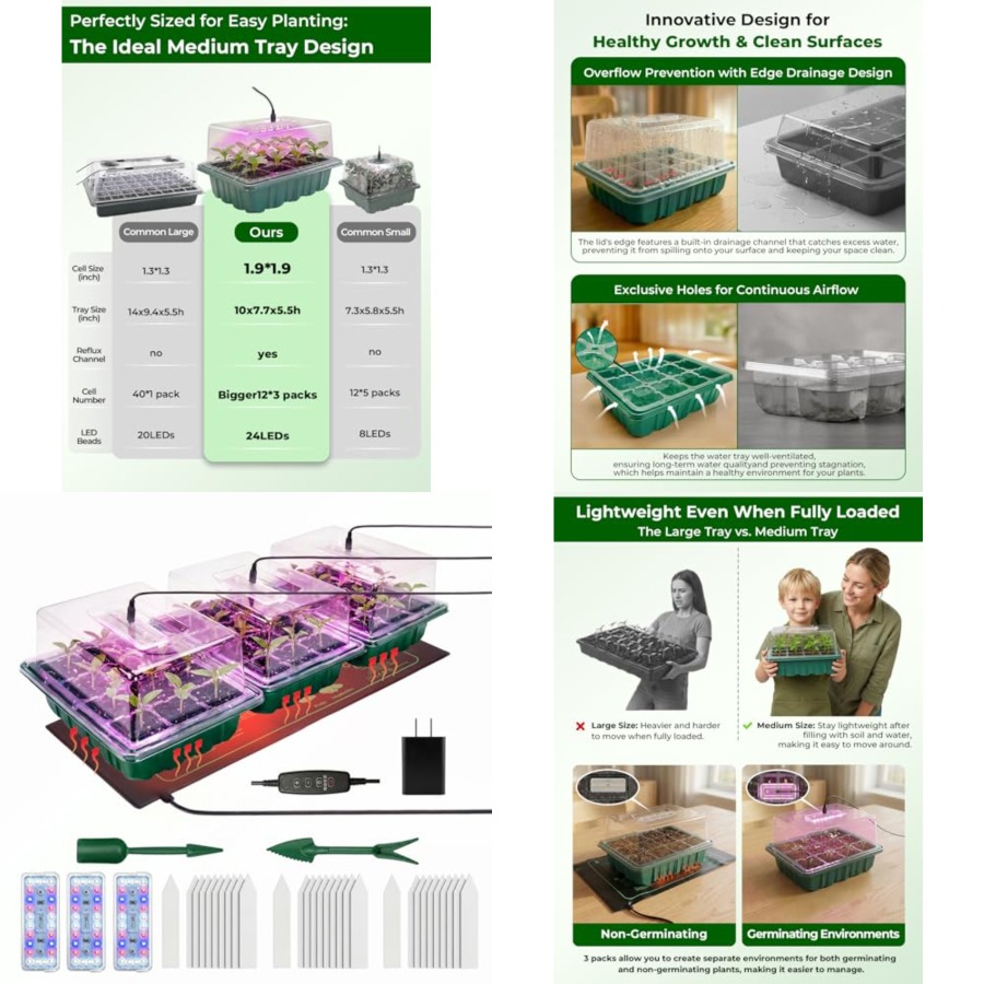 Seed Starter Trays - Seed Starter Tray 3 Pack with