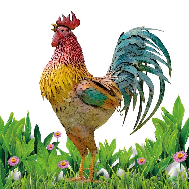 Gardening Tools Store - 30cm Garden Metal Iron Rooster Statue