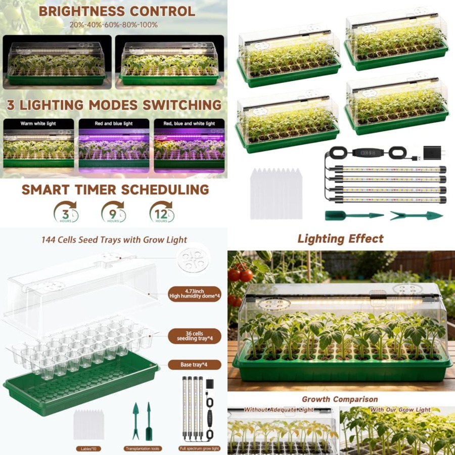 Seed Starter Trays - Seed Starter Tray with Grow Light,