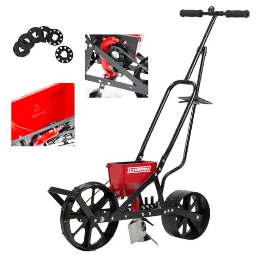 Garden Row Marker - Garden Push Seeder Planter with 6