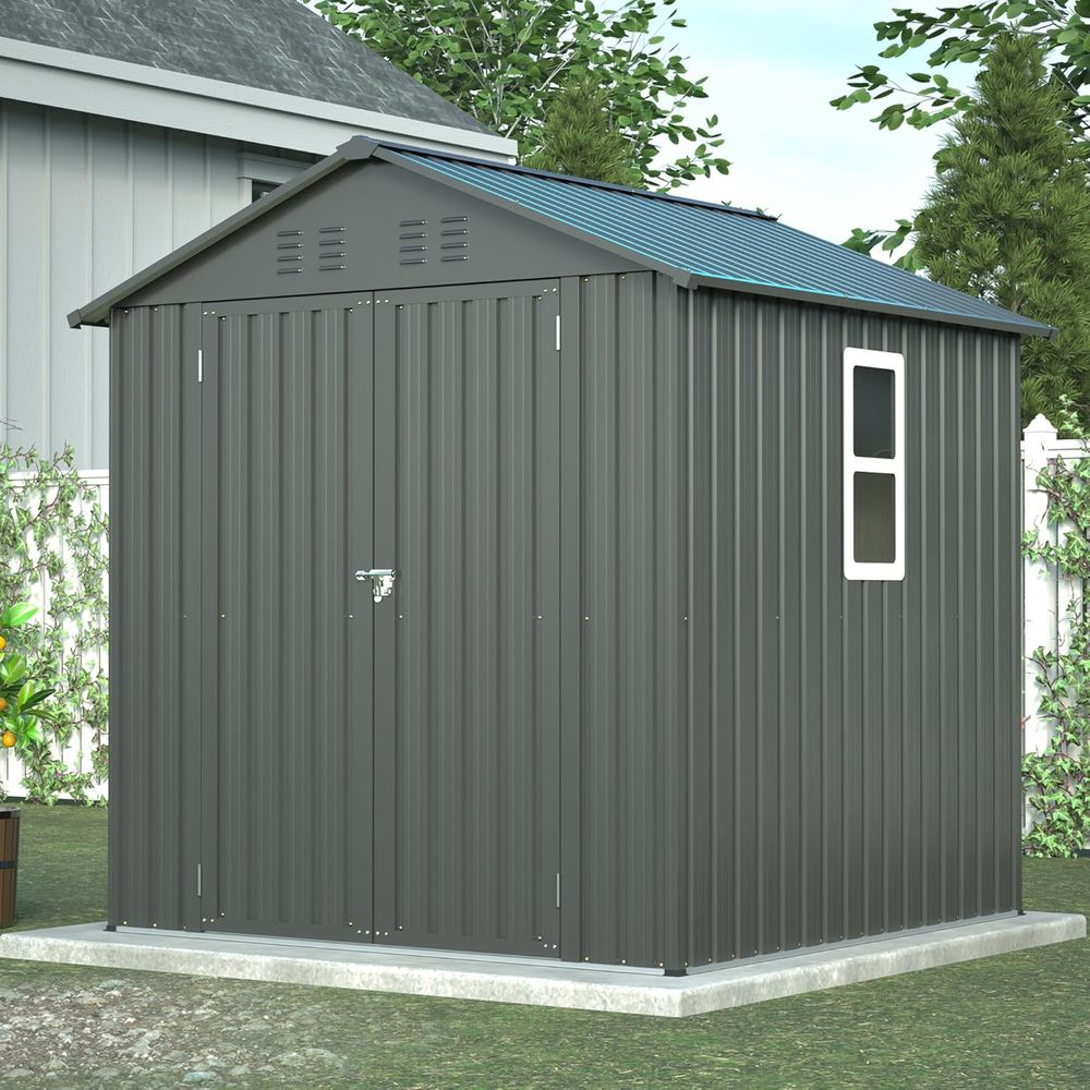 Gardening Tools - 6x6 Metal Outdoor Storage Shed -