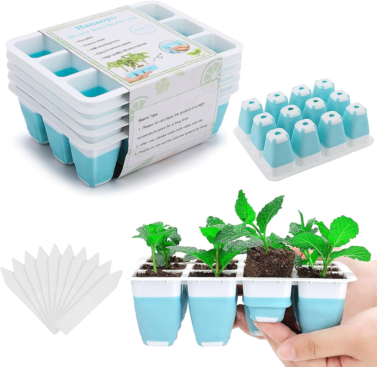 Seed Starter Trays - 5 PCS Reusable Seed Starter Tray,