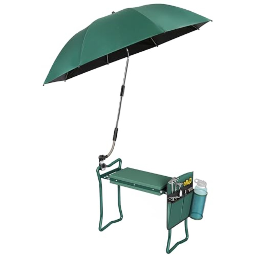 Gardening Tools Bag - 2-in-1 Garden Kneeler with Green Umbrella