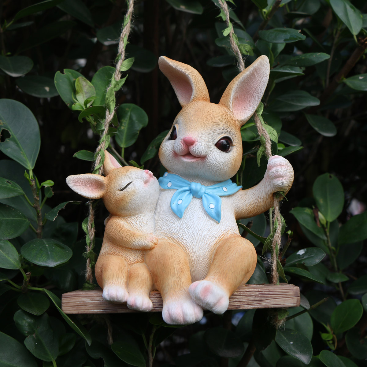 Gardening Tools Store - Adorable 1pc Resin Swing Rabbit Figurine