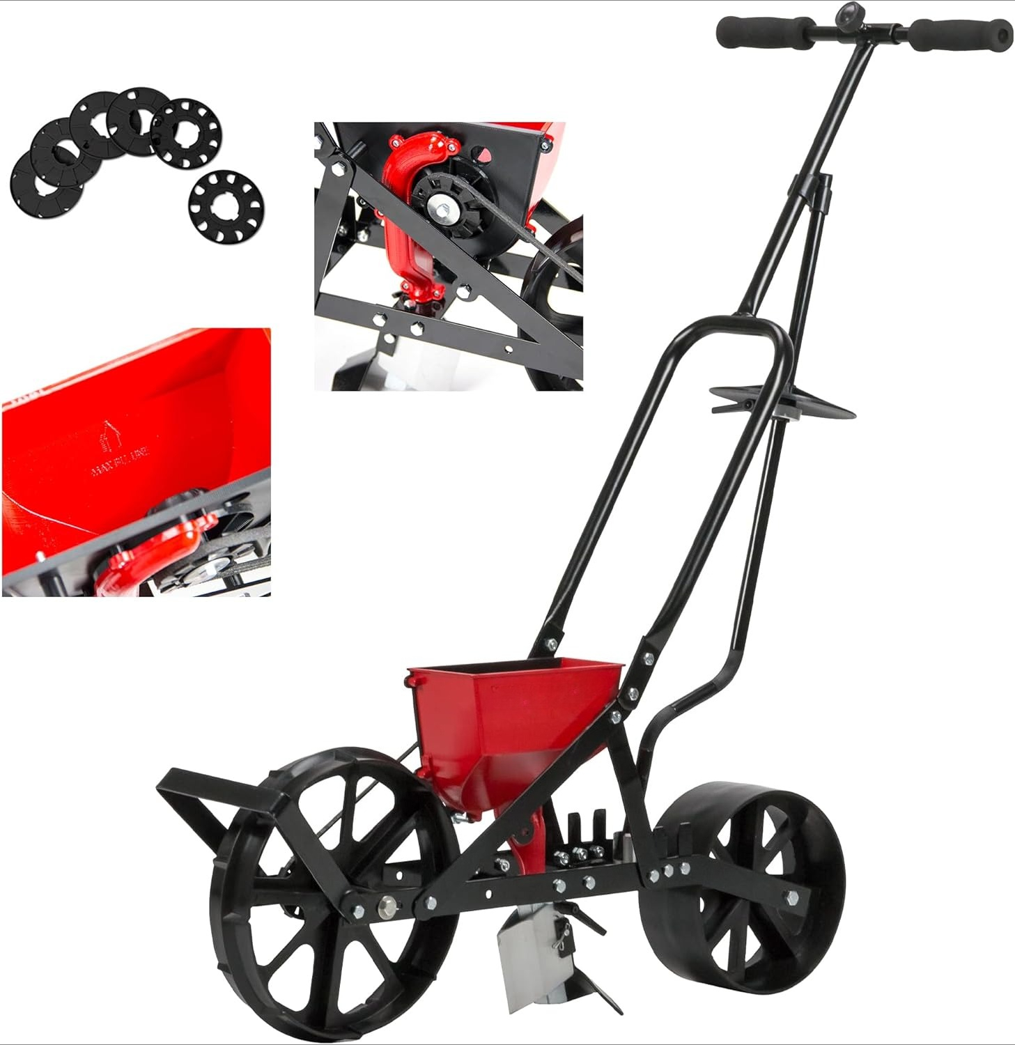 Garden Row Marker - Garden Push Seeder Planter with 6