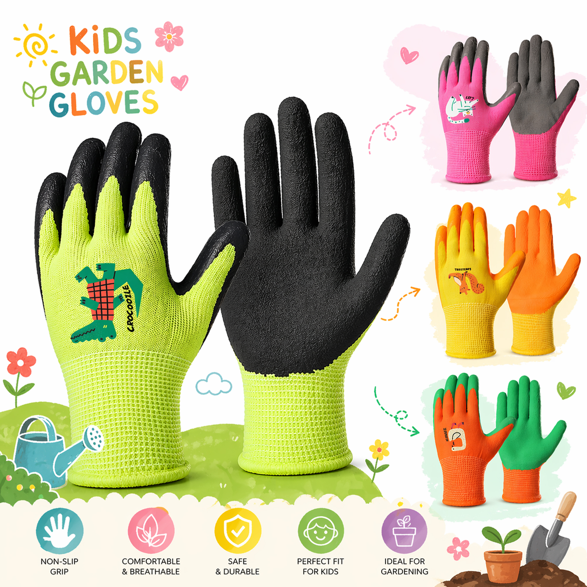 4 Pairs Kids Gardening Gloves  - مراجعة Gardening Tools For 6 Year Old وسعره