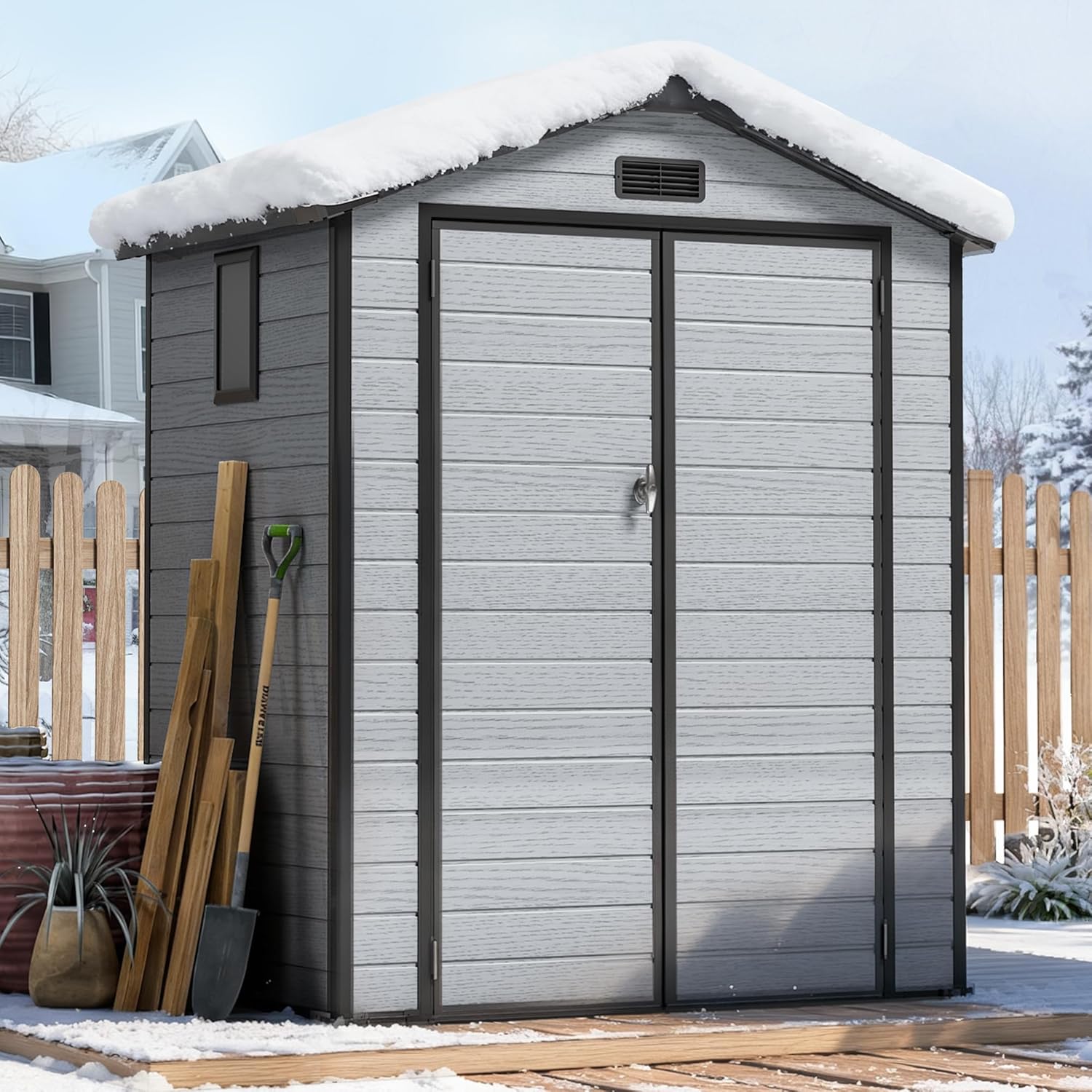 6X4 FT Outdoor Shed, Plastic S - مراجعة Gardening Tools وسعره