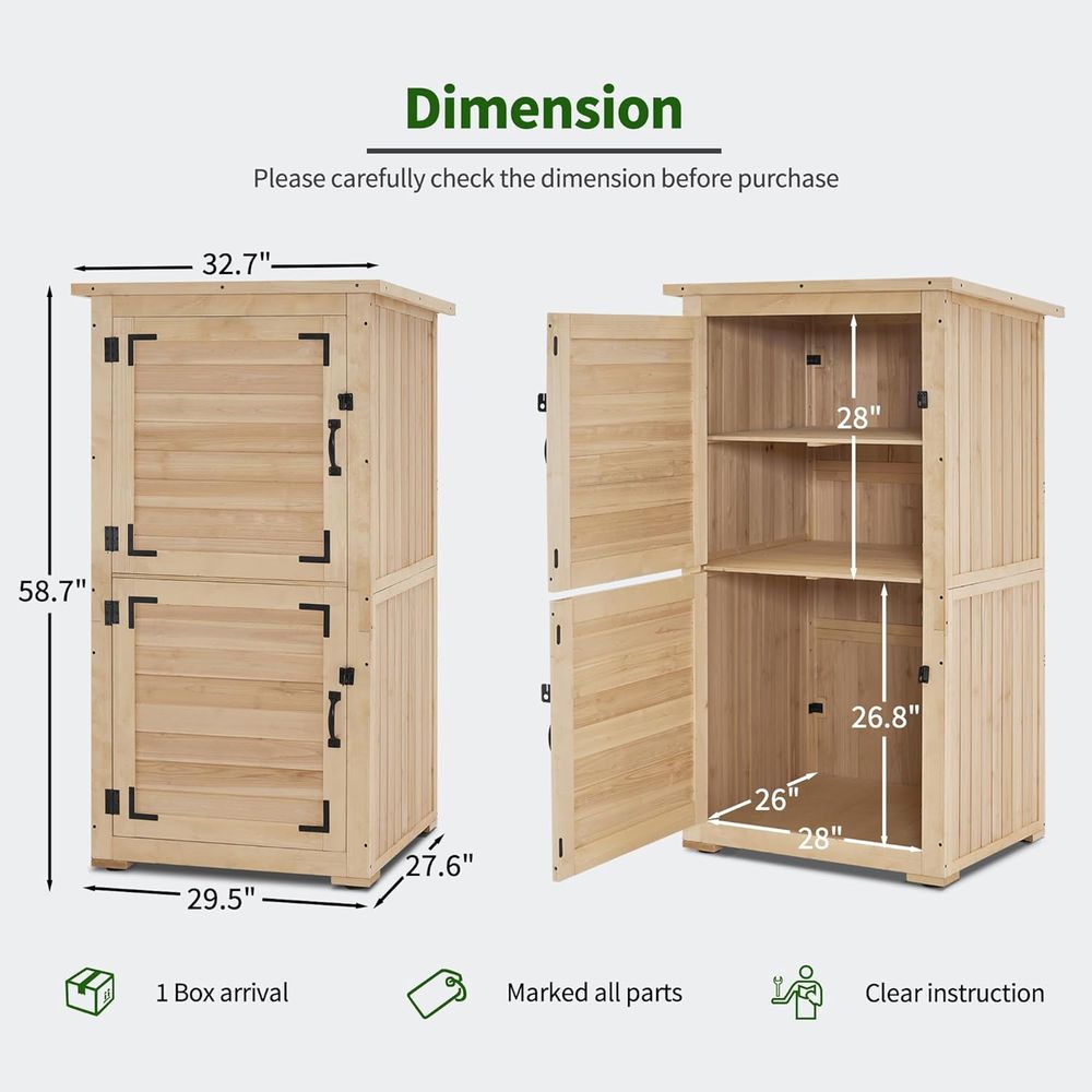 30 Natural Wood Outdoor Storag - مراجعة Gardening Tools وسعره