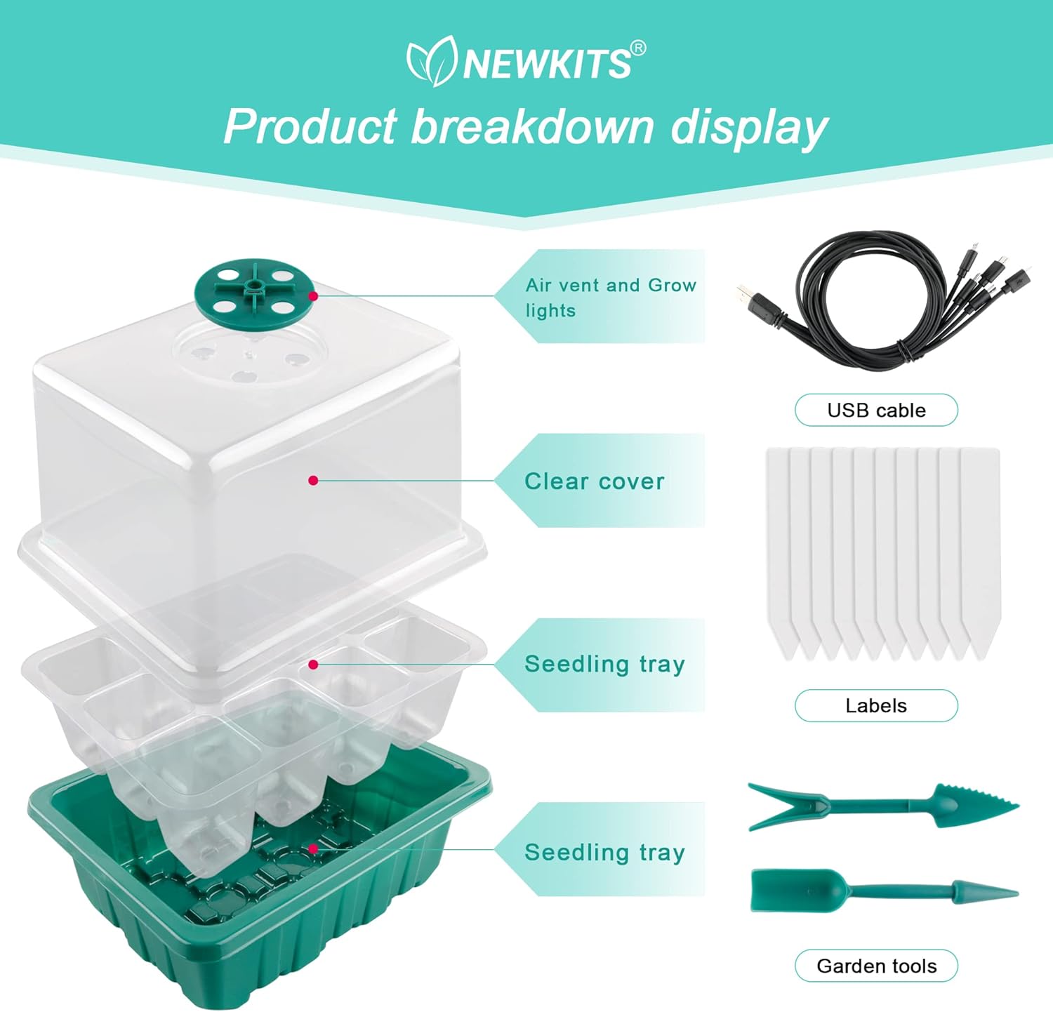 Seed Starter Tray with Grow Li - مراجعة Seed Starter Trays وسعره