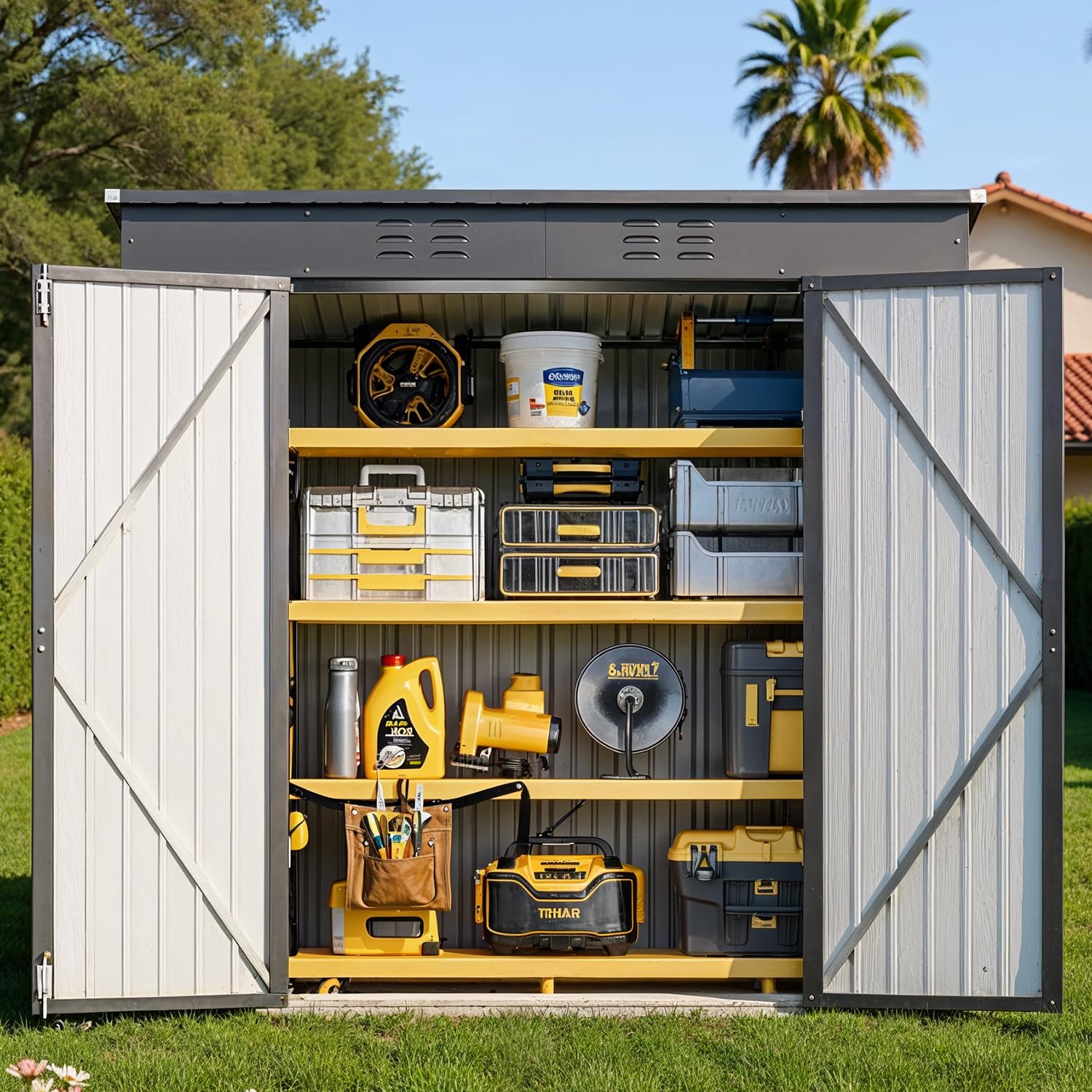 6x4ft Metal Outdoor Storage Sh - مراجعة Gardening Tools وسعره
