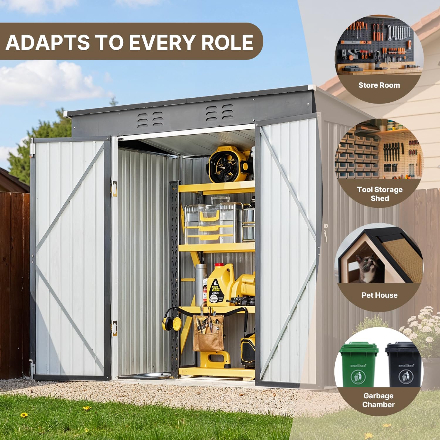 6x4ft Metal Outdoor Storage Sh - مراجعة Gardening Tools وسعره