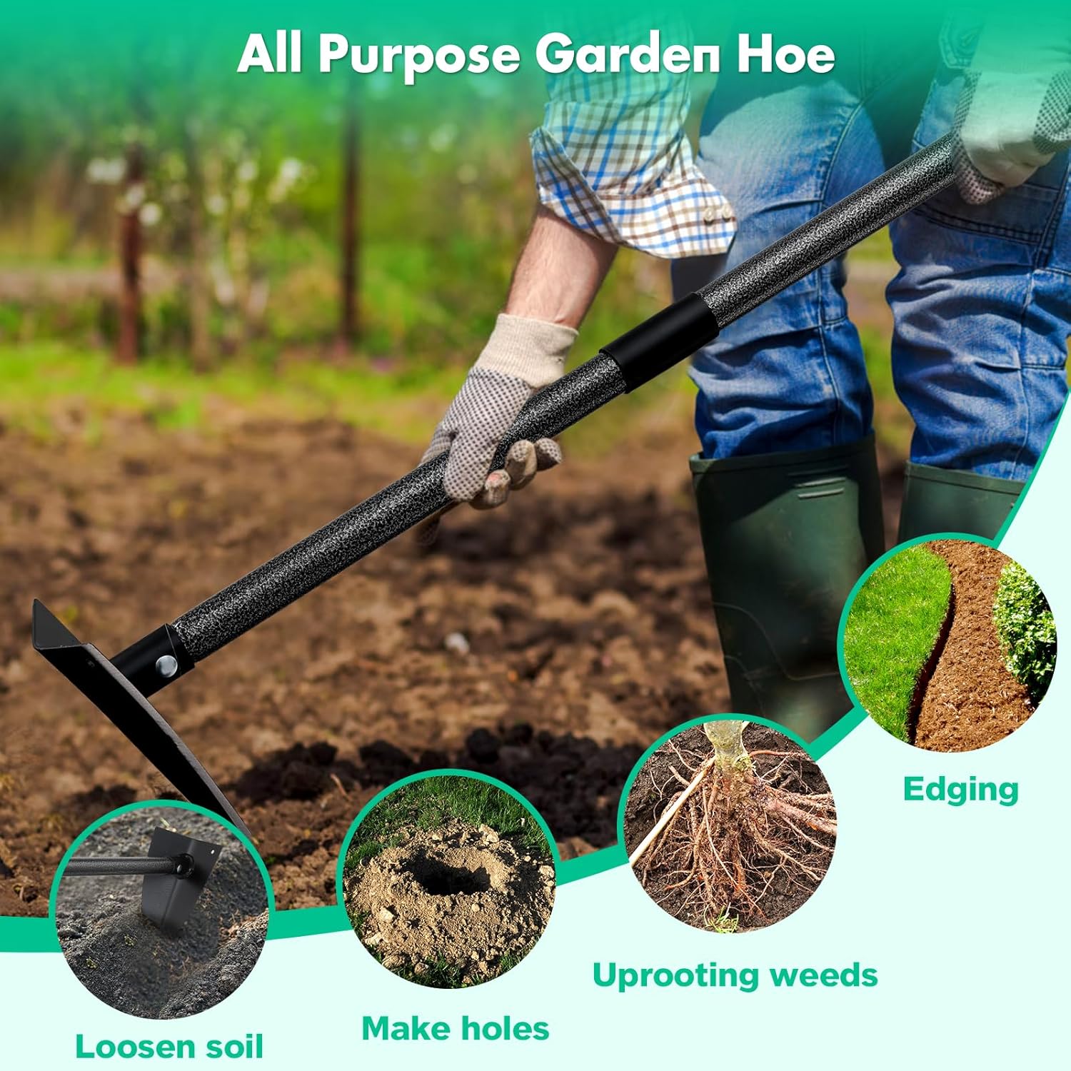Garden Hoe, Heavy Duty Trenchi - مراجعة Gardening Tools Sharp وسعره