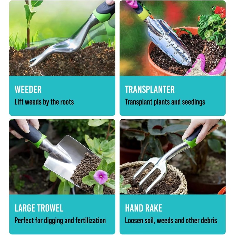 9 Pcs Ergonomic Garden Tool Se - مراجعة Gardening Tools Bag وسعره