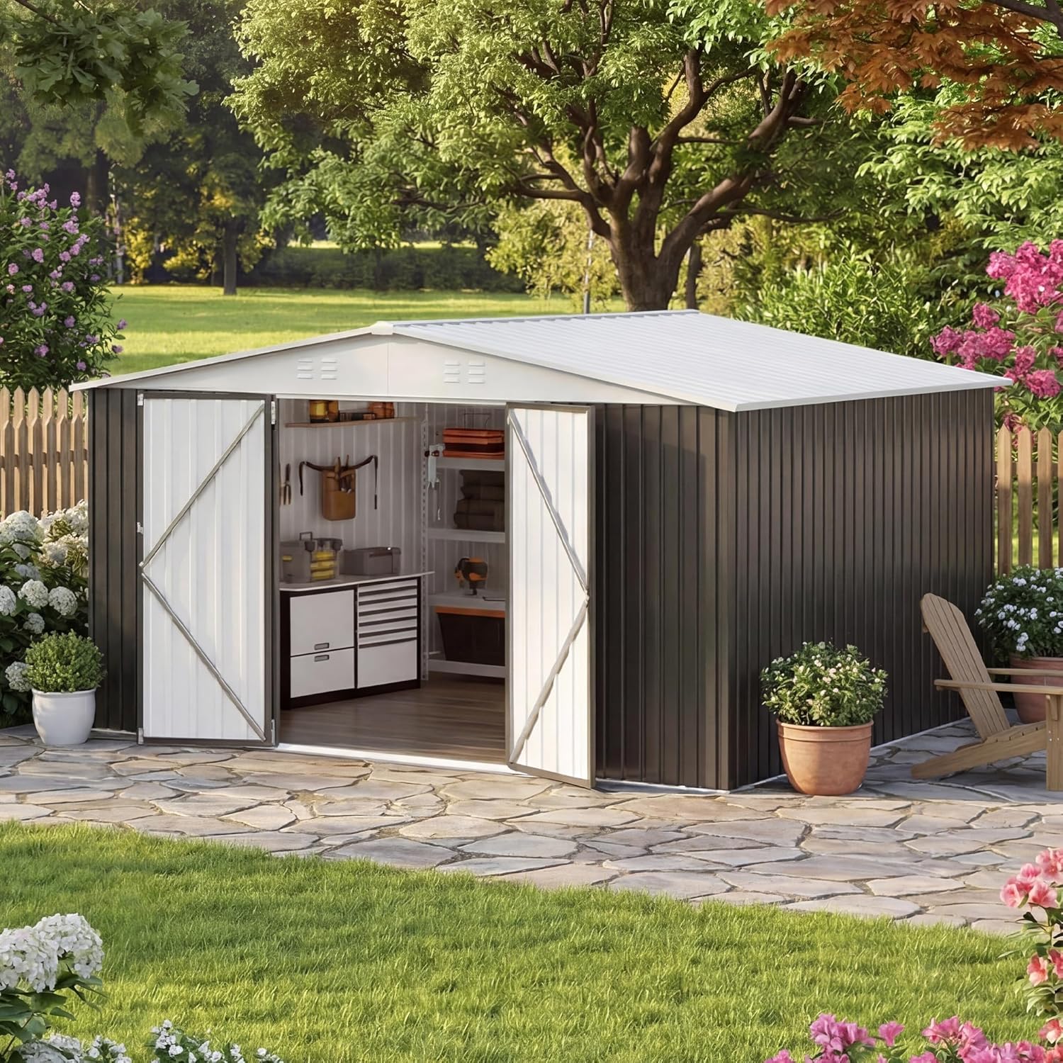 12x14 FT Storage Shed,Garden S - مراجعة Gardening Tools وسعره