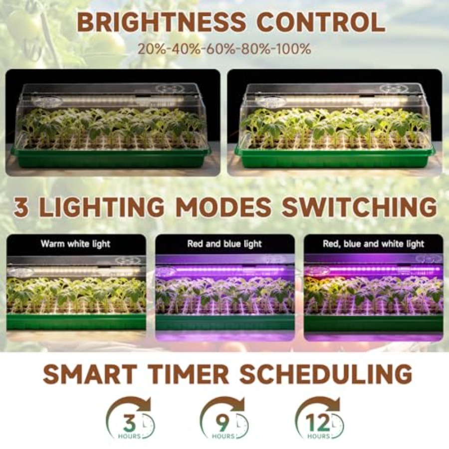 Seed Starter Tray with Grow Li - مراجعة Seed Starter Trays وسعره