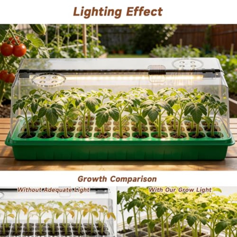 Seed Starter Tray with Grow Li - مراجعة Seed Starter Trays وسعره