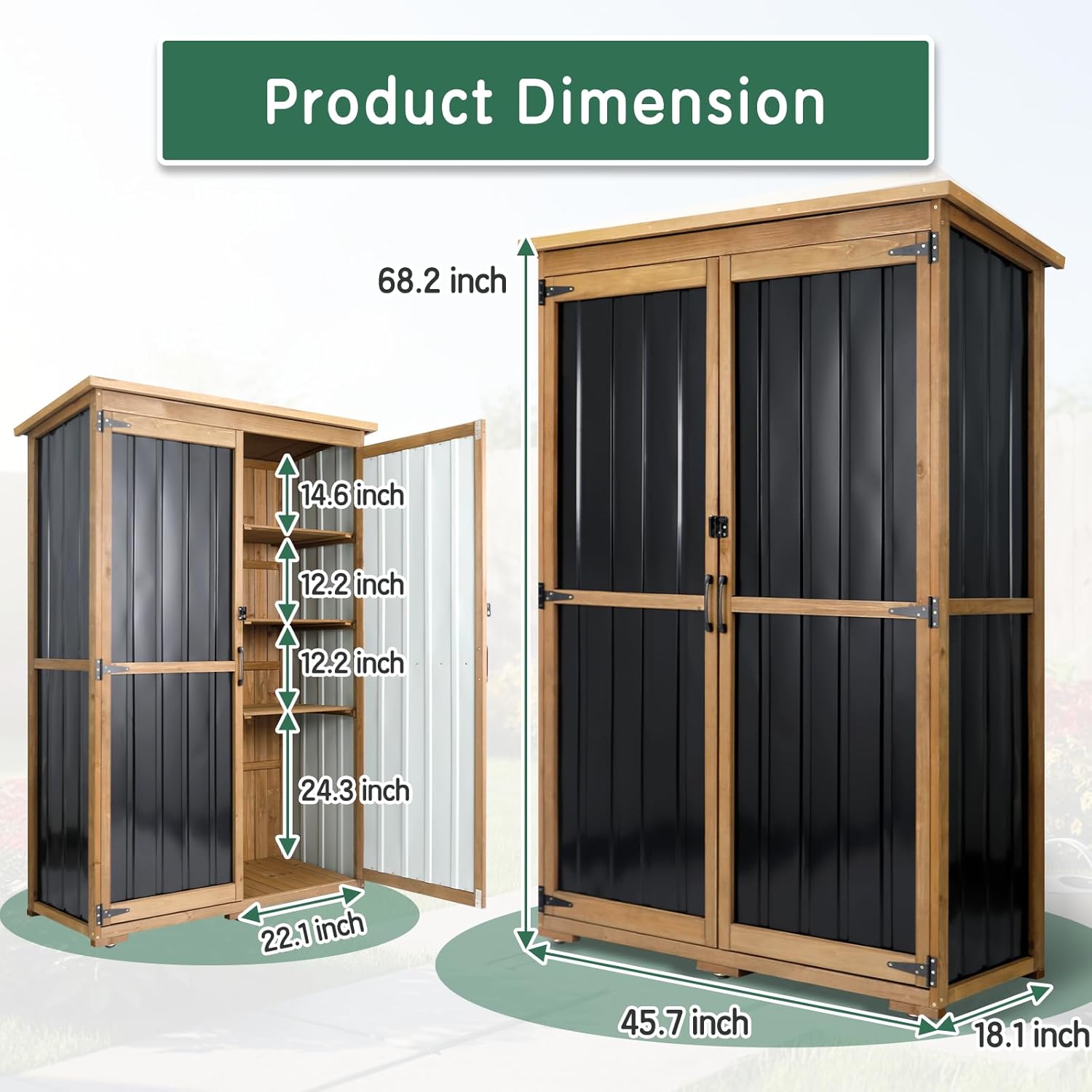 Wood Metal Outdoor Storage She - مراجعة Gardening Tools وسعره