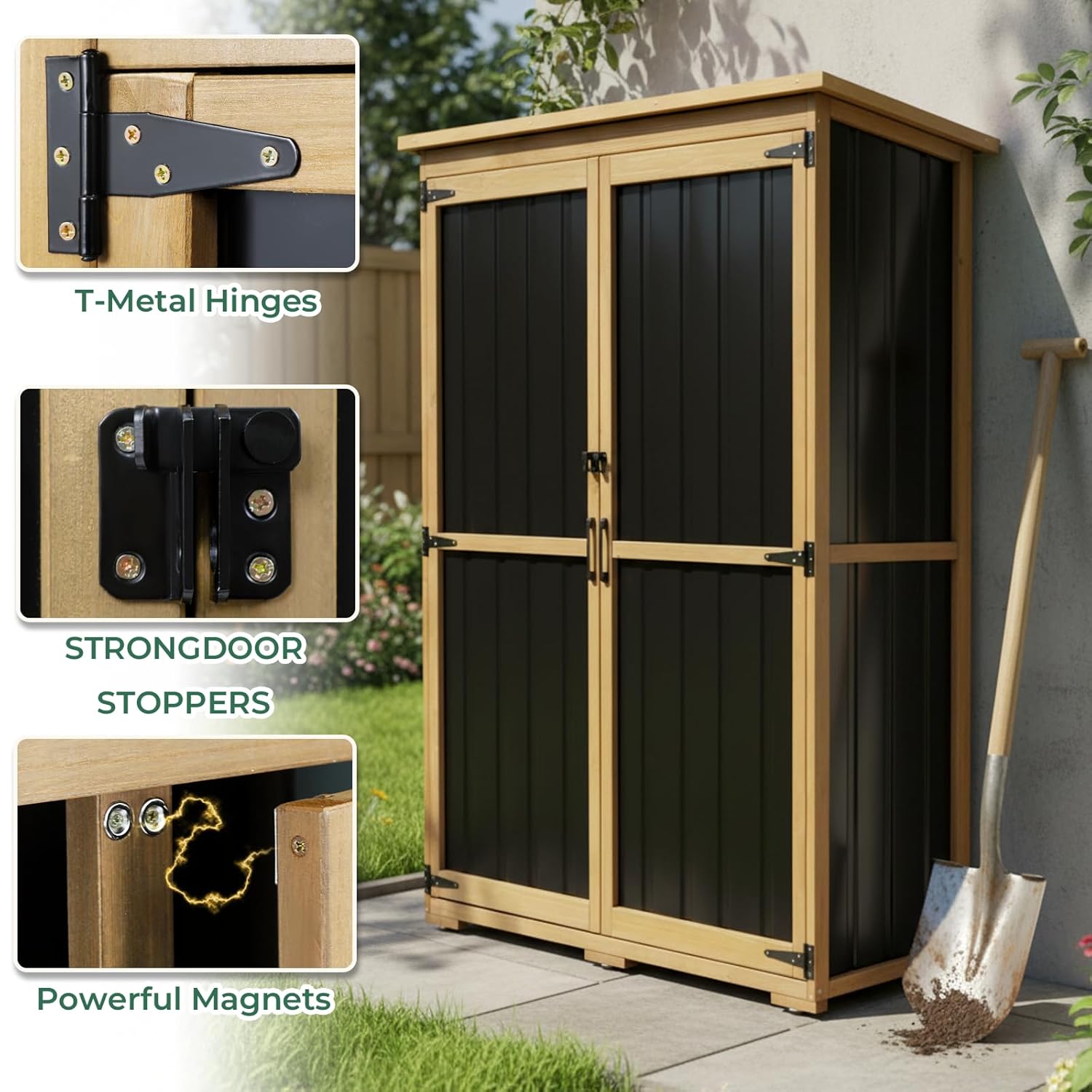 Wood Metal Outdoor Storage She - مراجعة Gardening Tools وسعره