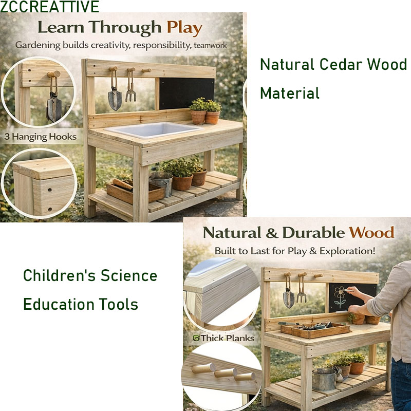 ZCCREATTIVE Children Wooden Po - مراجعة Gardening Tools For 6 Year Old وسعره