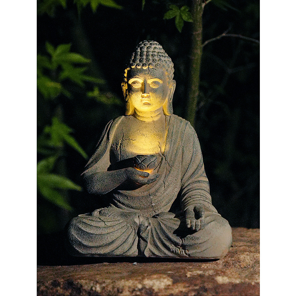 Resin Solar Buddha Statue Scul - مراجعة Gardening Tools Store وسعره