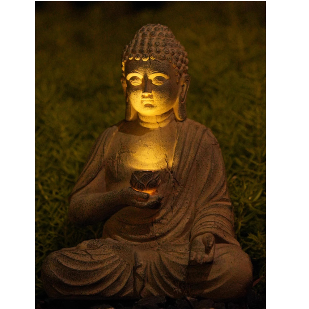 Resin Solar Buddha Statue Scul - مراجعة Gardening Tools Store وسعره