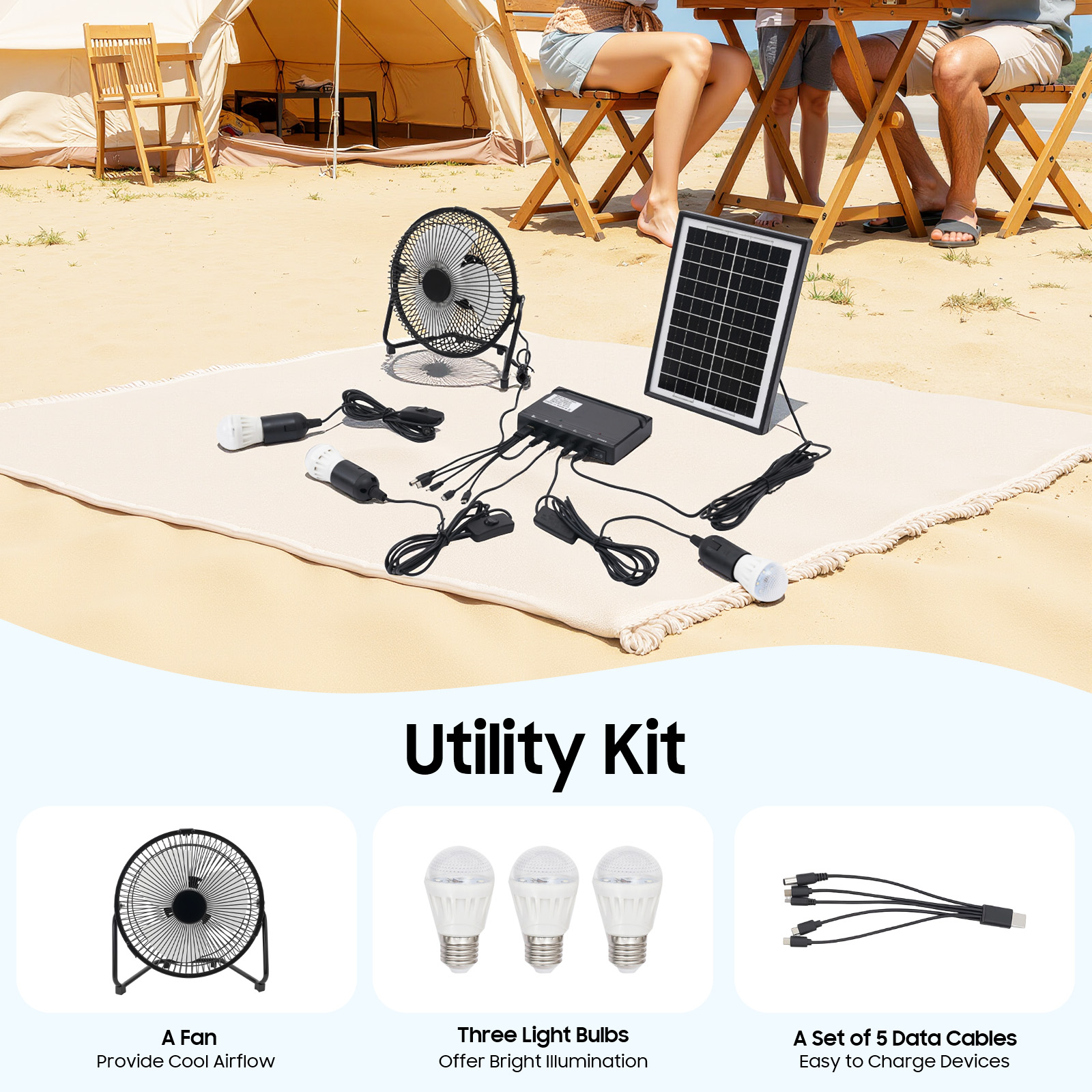 100-240V Solar Fan And Lamp Ki - مراجعة Gardening Tools Bundle وسعره