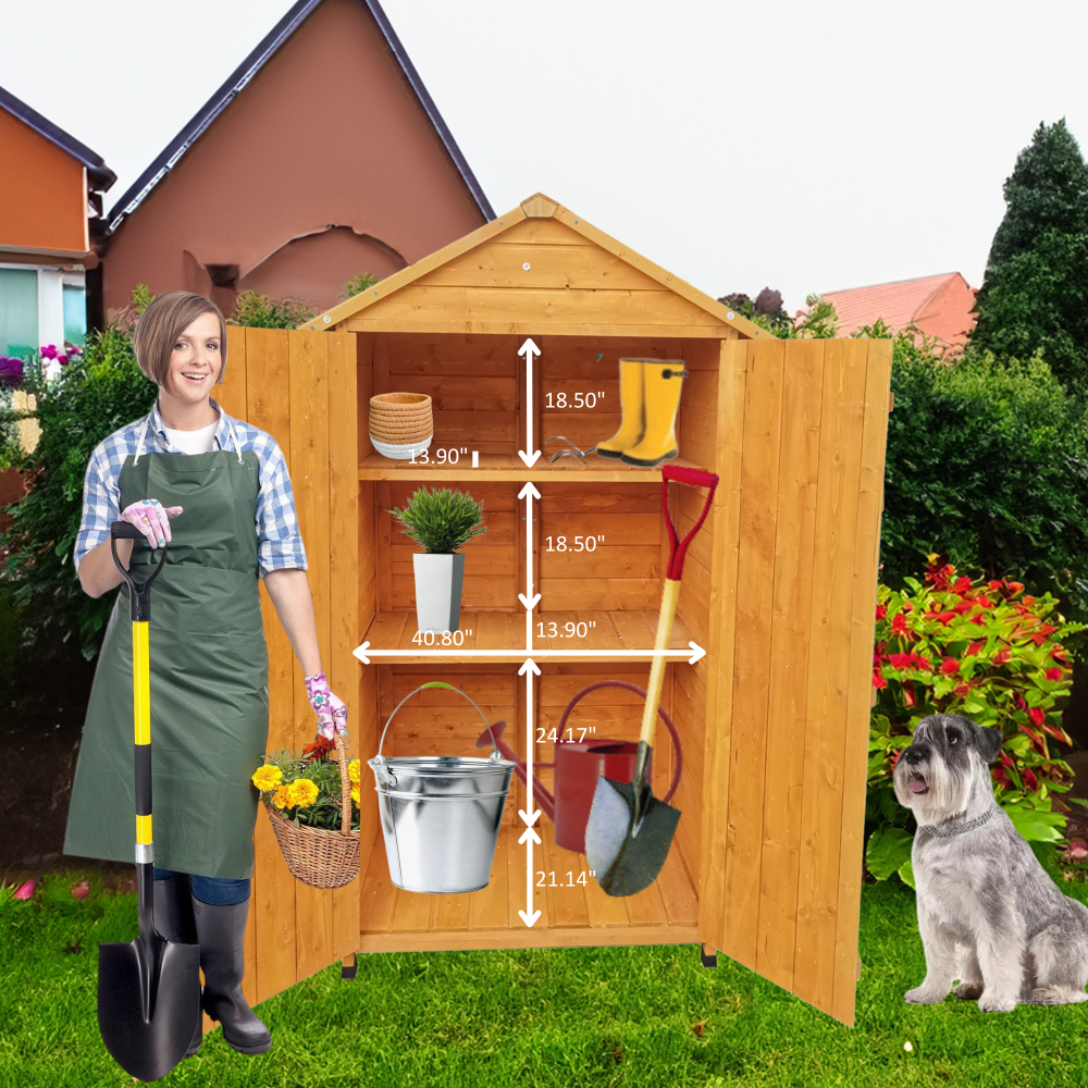 WOODEN SHED Natural for backya - مراجعة Gardening Tools Big وسعره