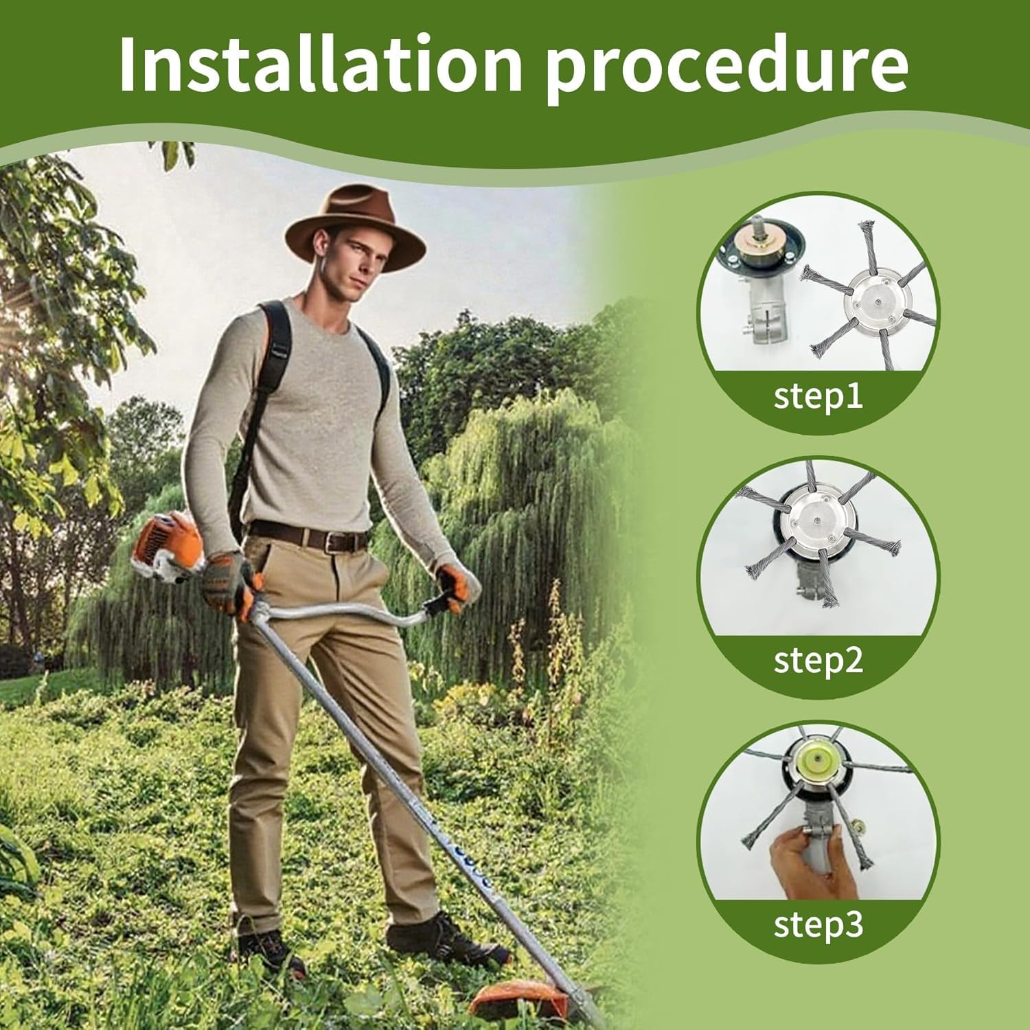 Wear Resistant Weed Brush Head - مراجعة Gardening Tools To Remove Grass وسعره