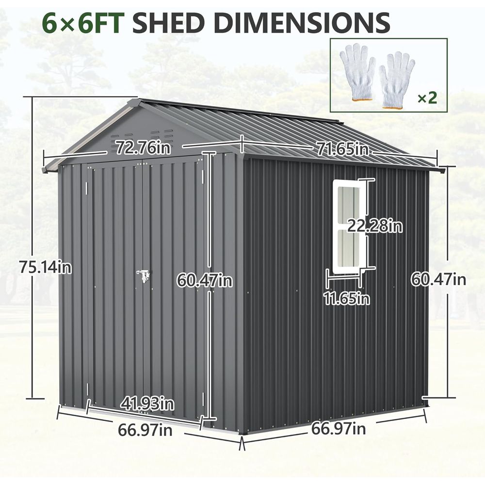6x6 Metal Outdoor Storage Shed - مراجعة Gardening Tools وسعره