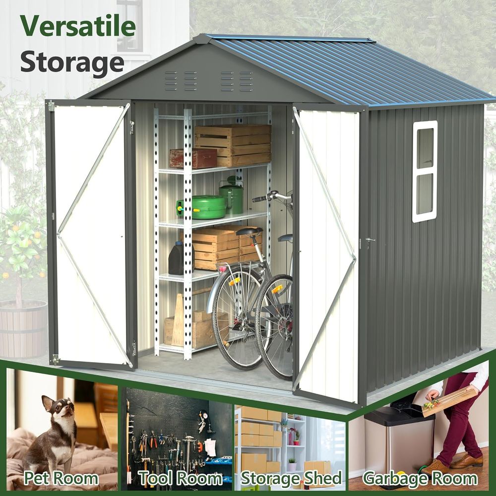 6x6 Metal Outdoor Storage Shed - مراجعة Gardening Tools وسعره