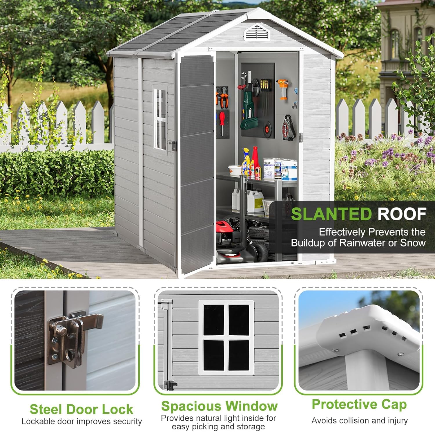 4x6 FT Plastic Storage Shed Wa - مراجعة Gardening Tools وسعره