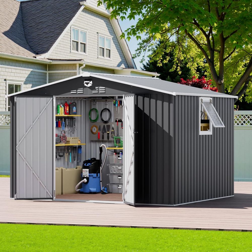 10x8 Outdoor Metal Storage She - مراجعة Gardening Tools وسعره