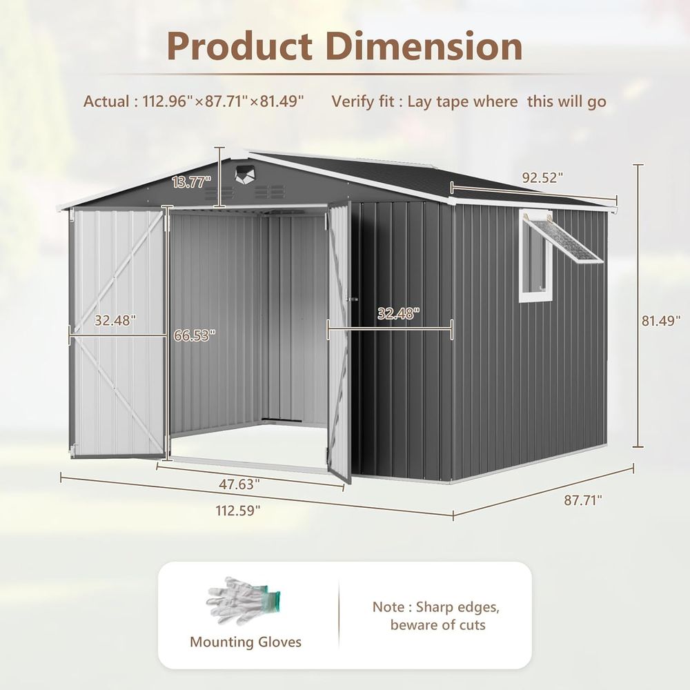 10x8 Outdoor Metal Storage She - مراجعة Gardening Tools وسعره