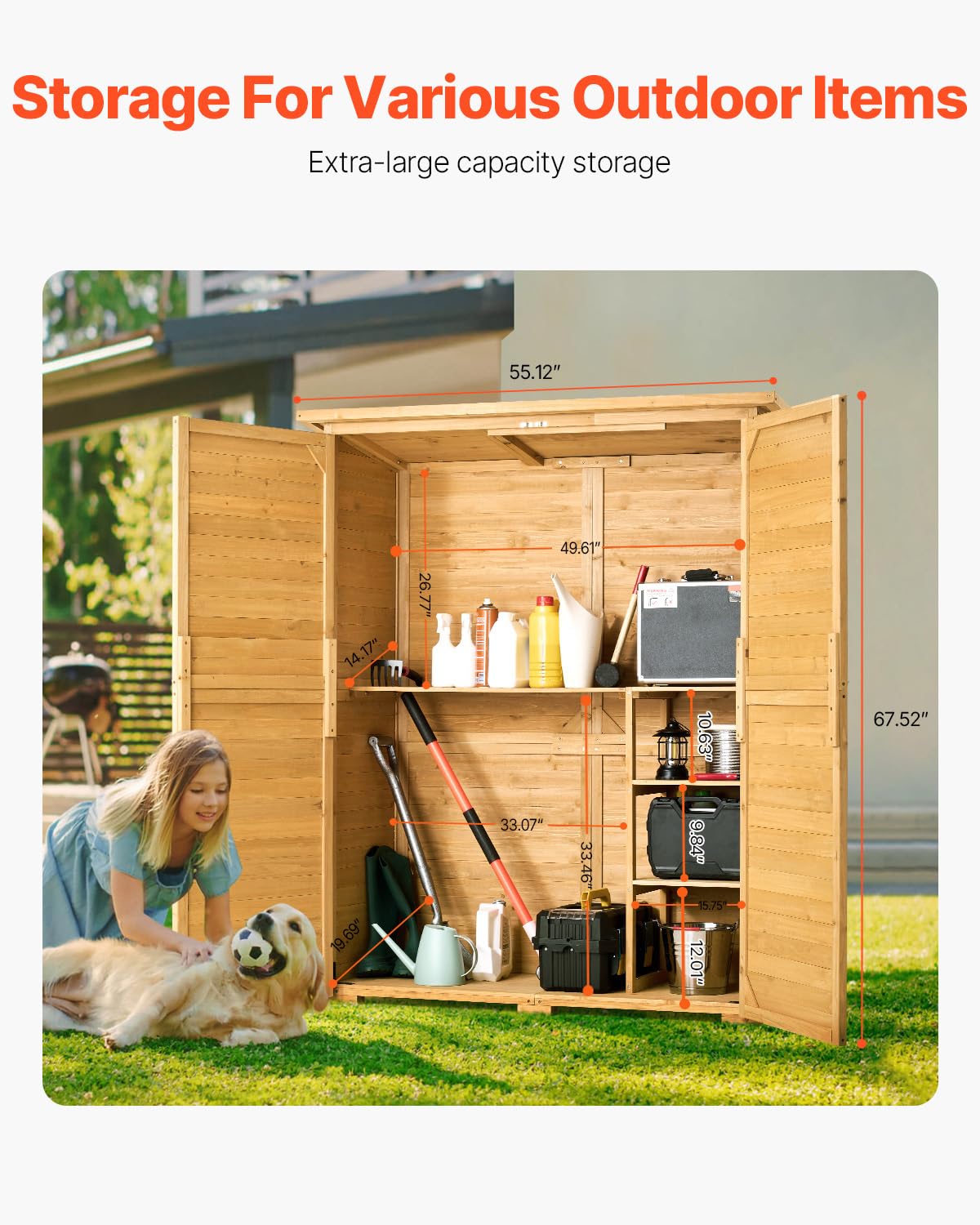 Large Wooden Outdoor Storage S - مراجعة Gardening Tools وسعره