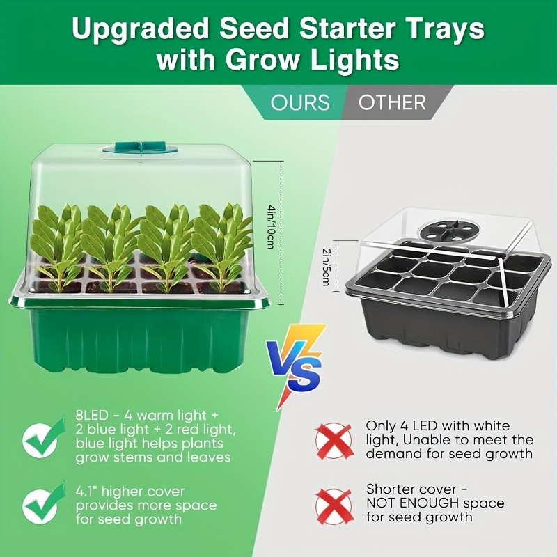 LED Grow Light Garden Plant Su - مراجعة Seed Starter Trays وسعره