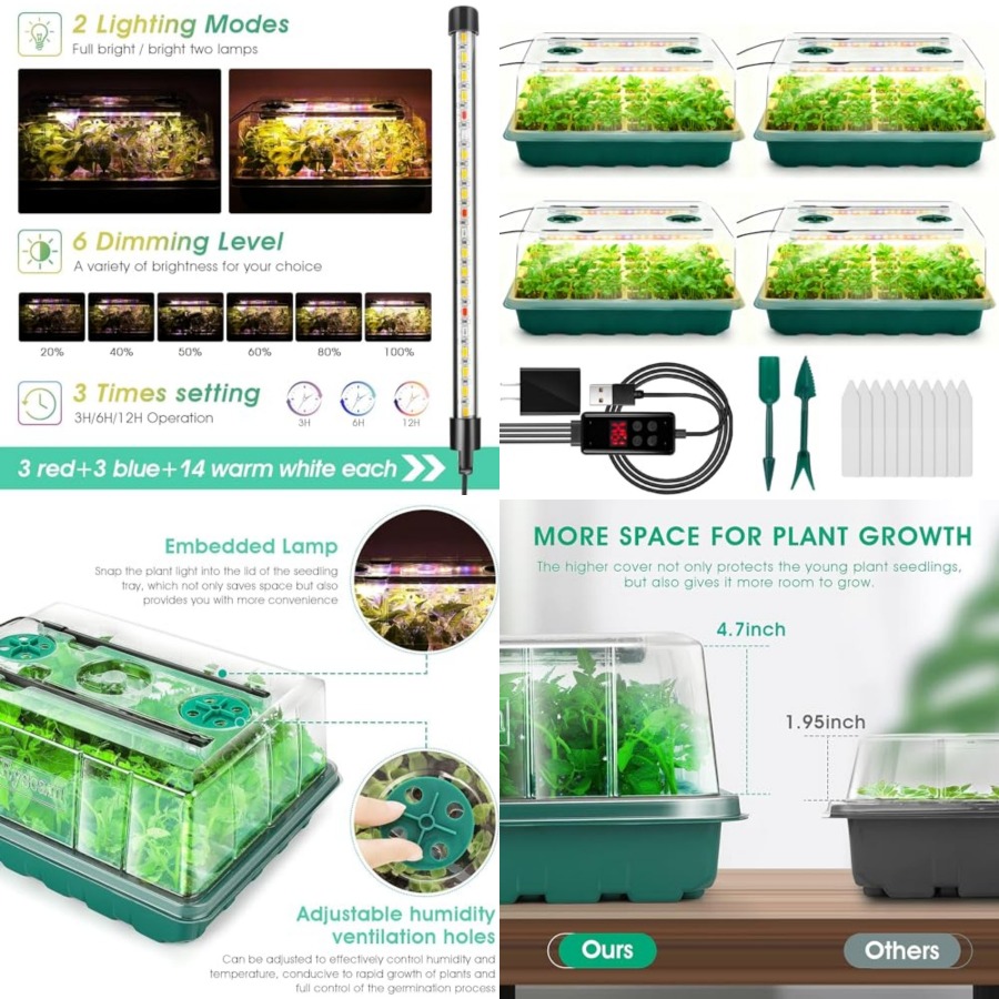 Seed Starter Tray with Grow Li - مراجعة Seed Starter Trays وسعره
