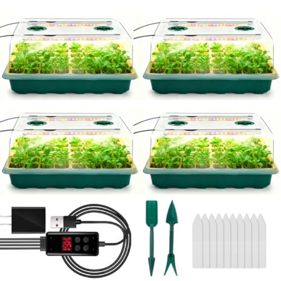Seed Starter Tray with Grow Li - مراجعة Seed Starter Trays وسعره