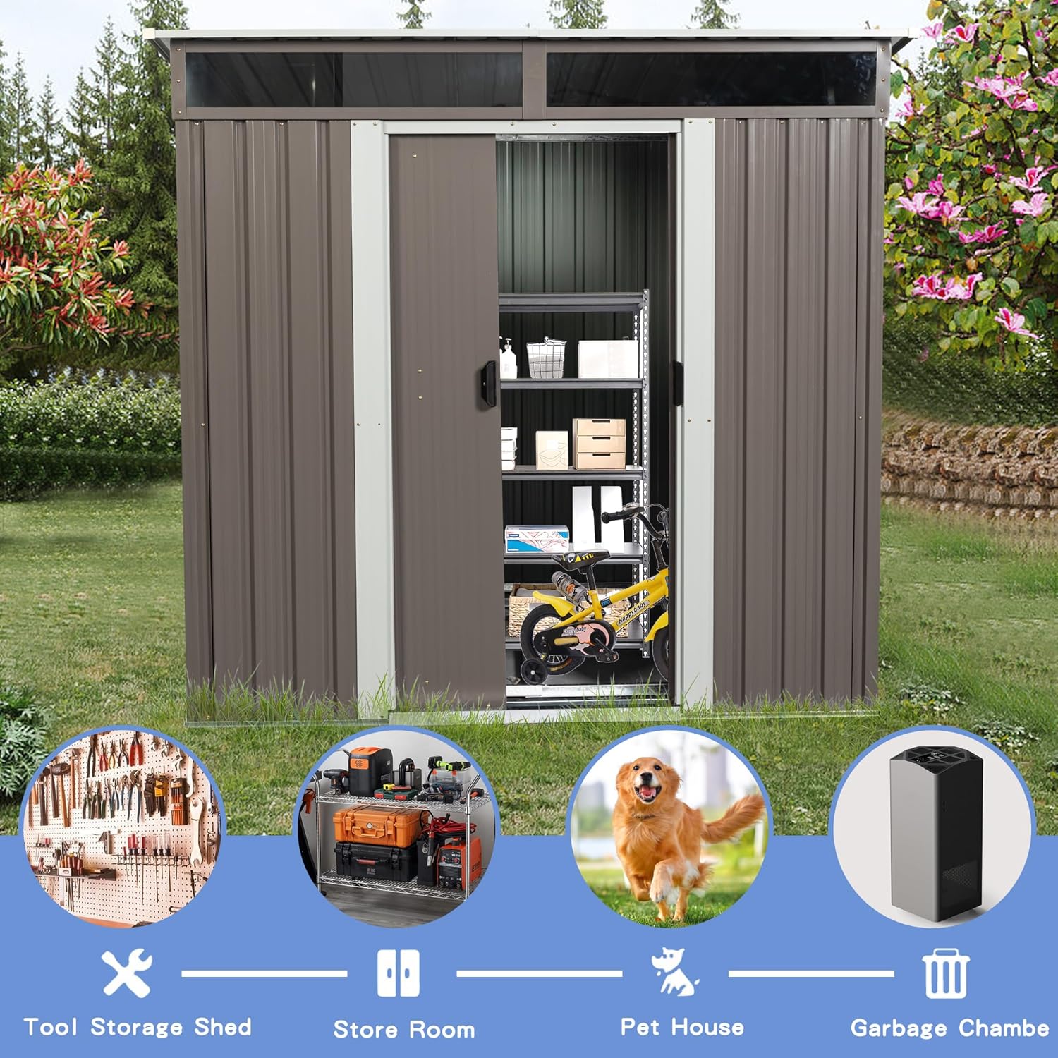 6X5 FT Outdoor Storage Shed, W - مراجعة Gardening Tools وسعره