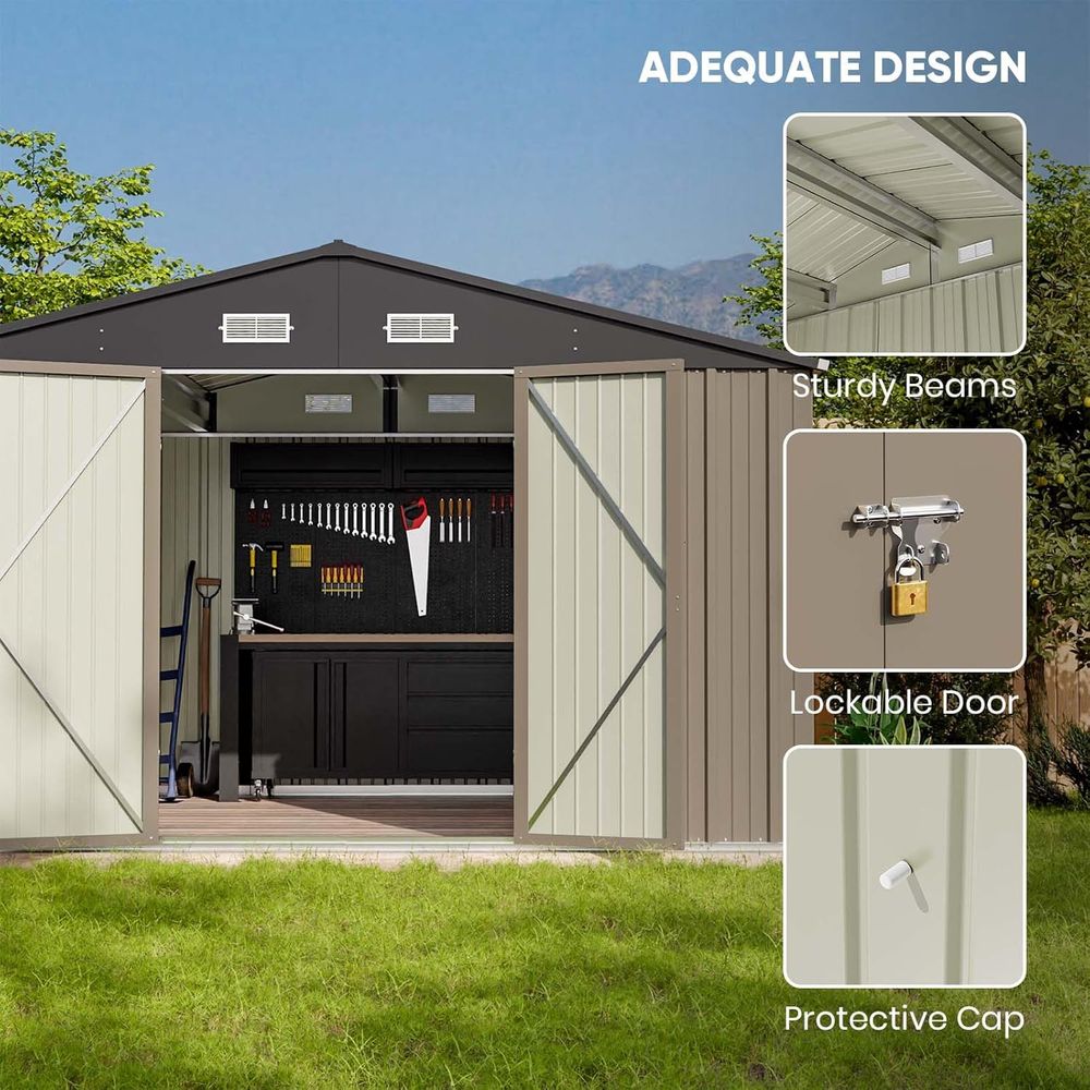 10x8ft Outdoor Storage Shed -  - مراجعة Gardening Tools وسعره