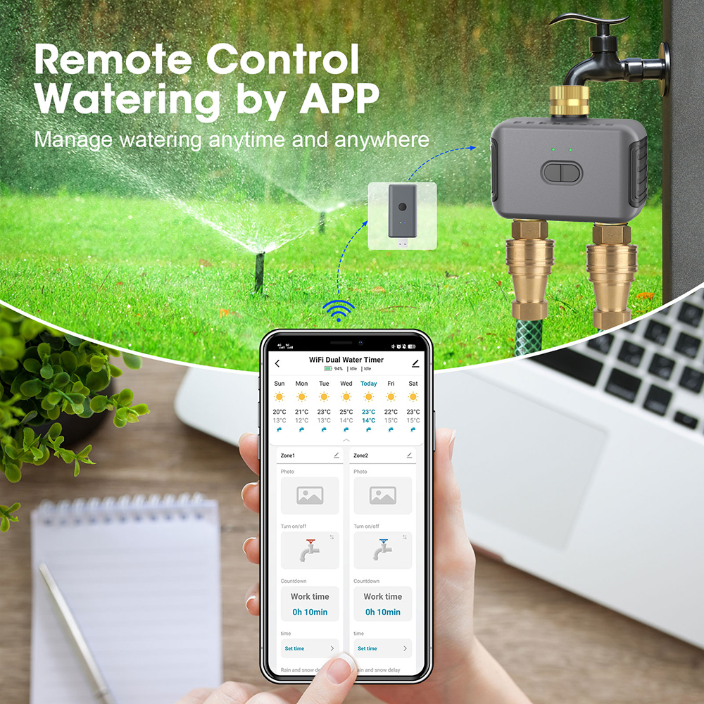 Tuya 2 Zone Watering Timer Gar - مراجعة Gardening Tools And Equipment وسعره