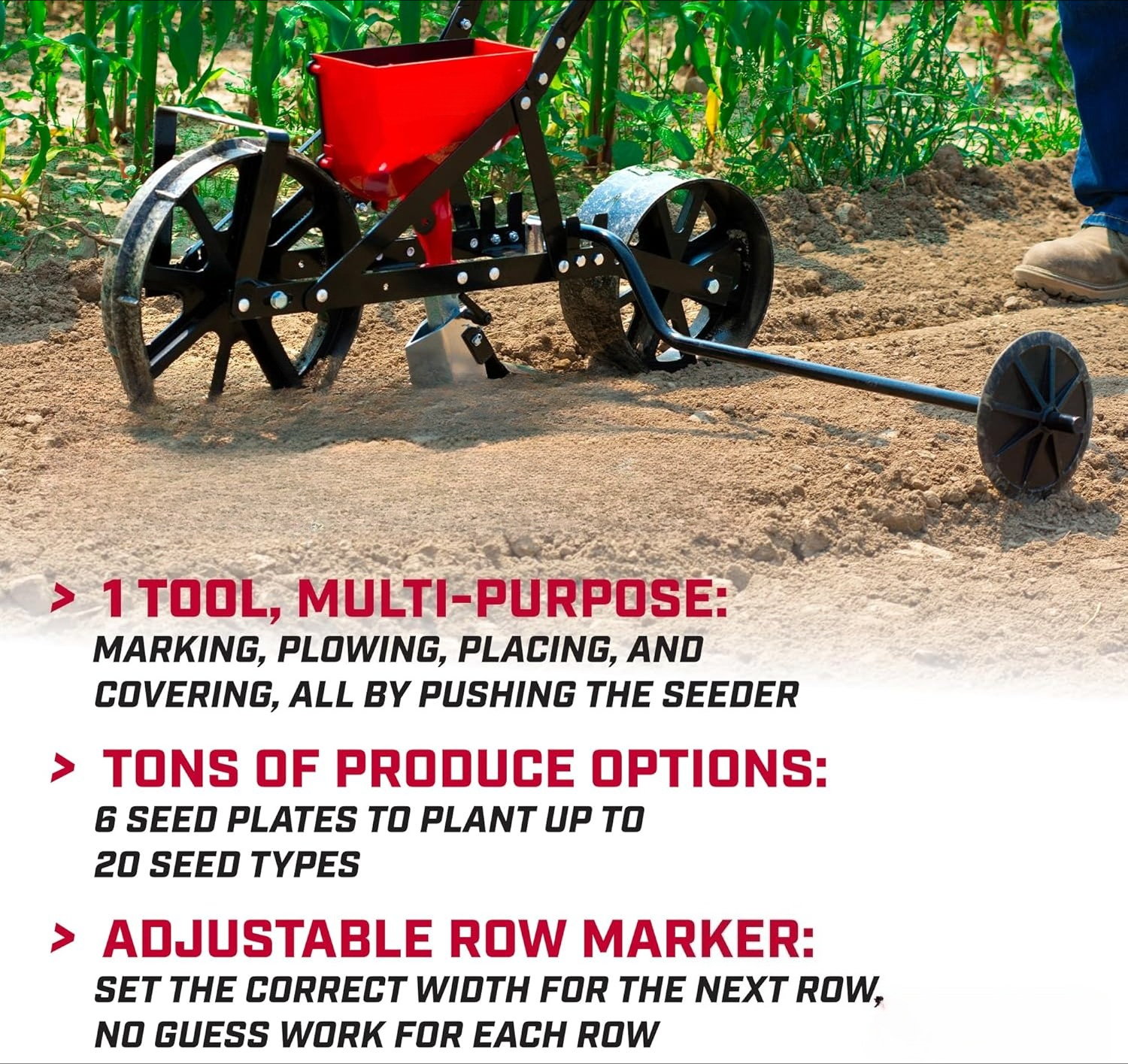 Garden Push Seeder Planter wit - مراجعة Garden Row Marker وسعره
